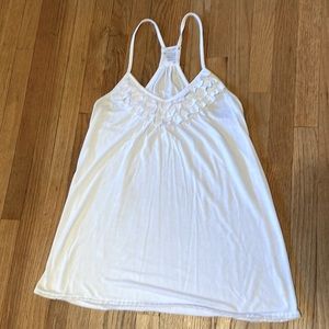 Old Navy White Racer Back Flowy Tank Top Ruffle size Women's Medium